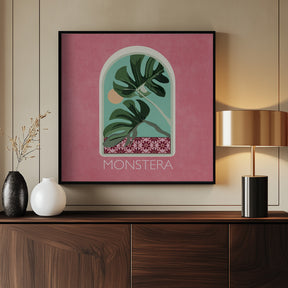 Green Sets Monstera Poster