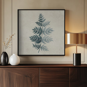 Teal watercolor fern 4 Poster