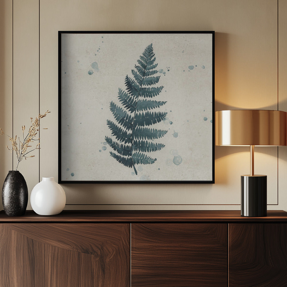 Teal watercolor fern 3 Poster