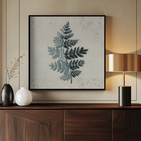 Teal watercolor fern 2 Poster