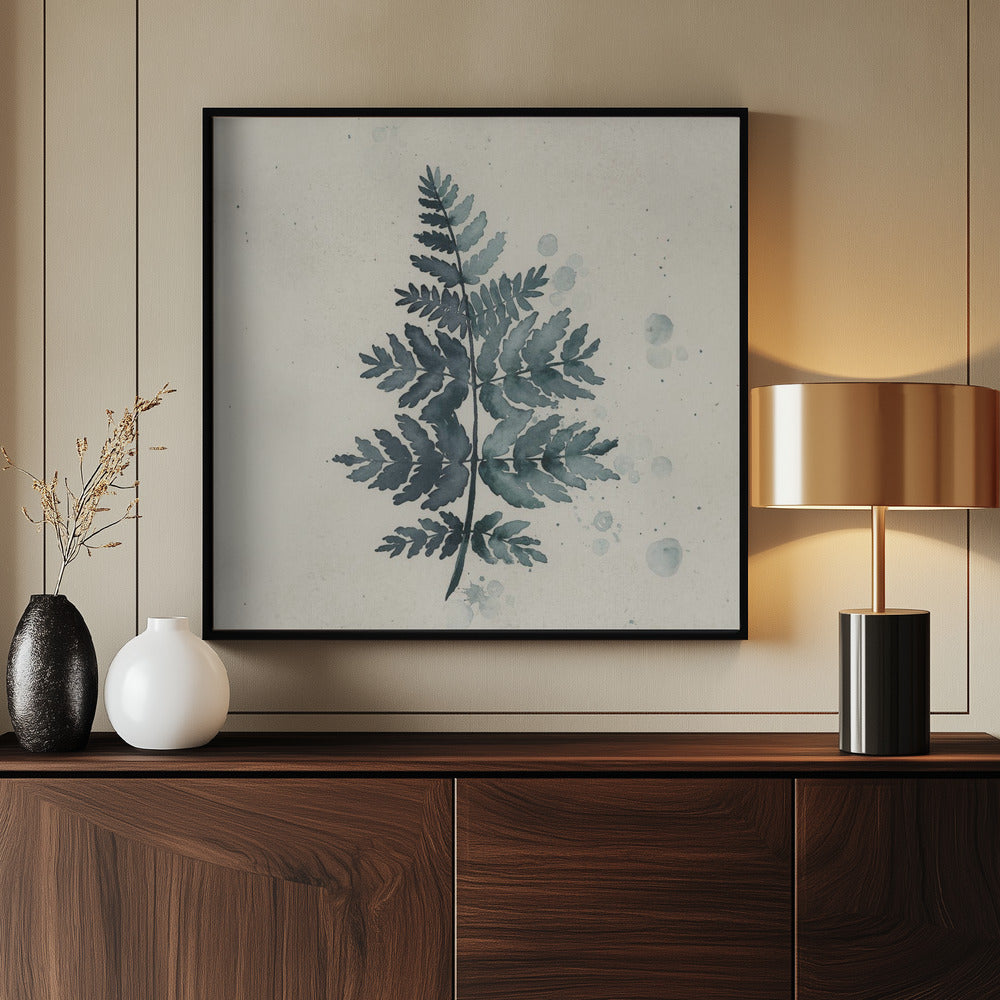 Teal watercolor fern 1 Poster