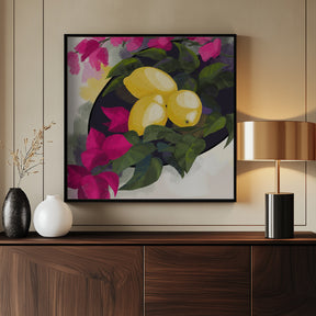 Bougainvillea and lemons Poster