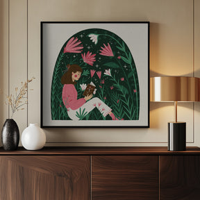 Reading in a Dome of Plants Poster