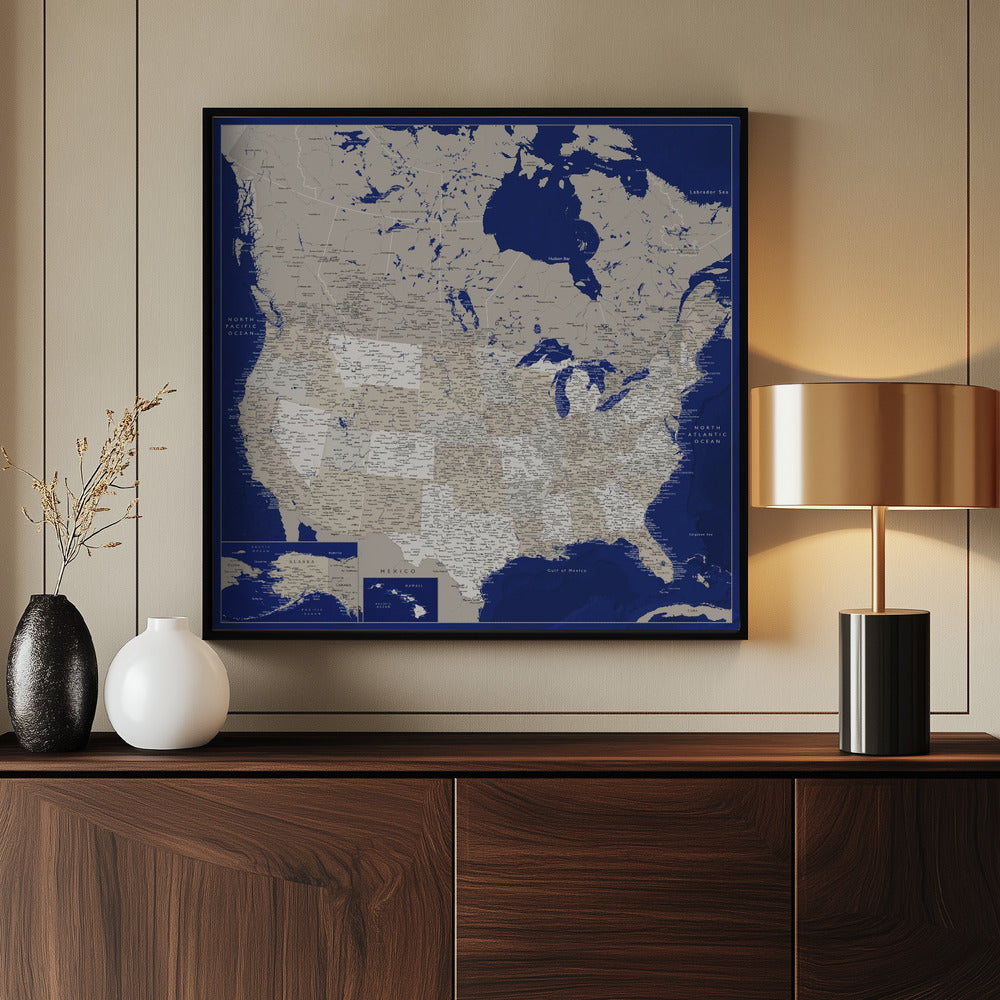 Highly detailed map of the United States, Kameryn Poster