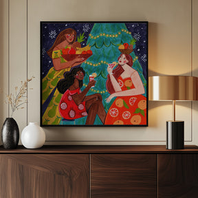 Festive Christmas fruit women Poster