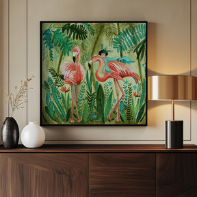 Flamingo jungle Poster