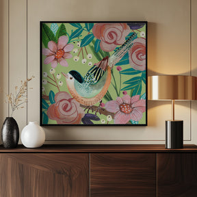 Bird and Florwers Poster