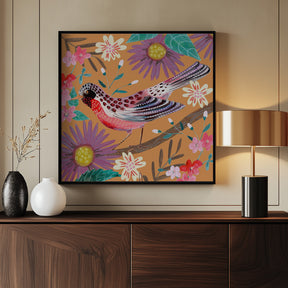 Bird and Flowers Poster