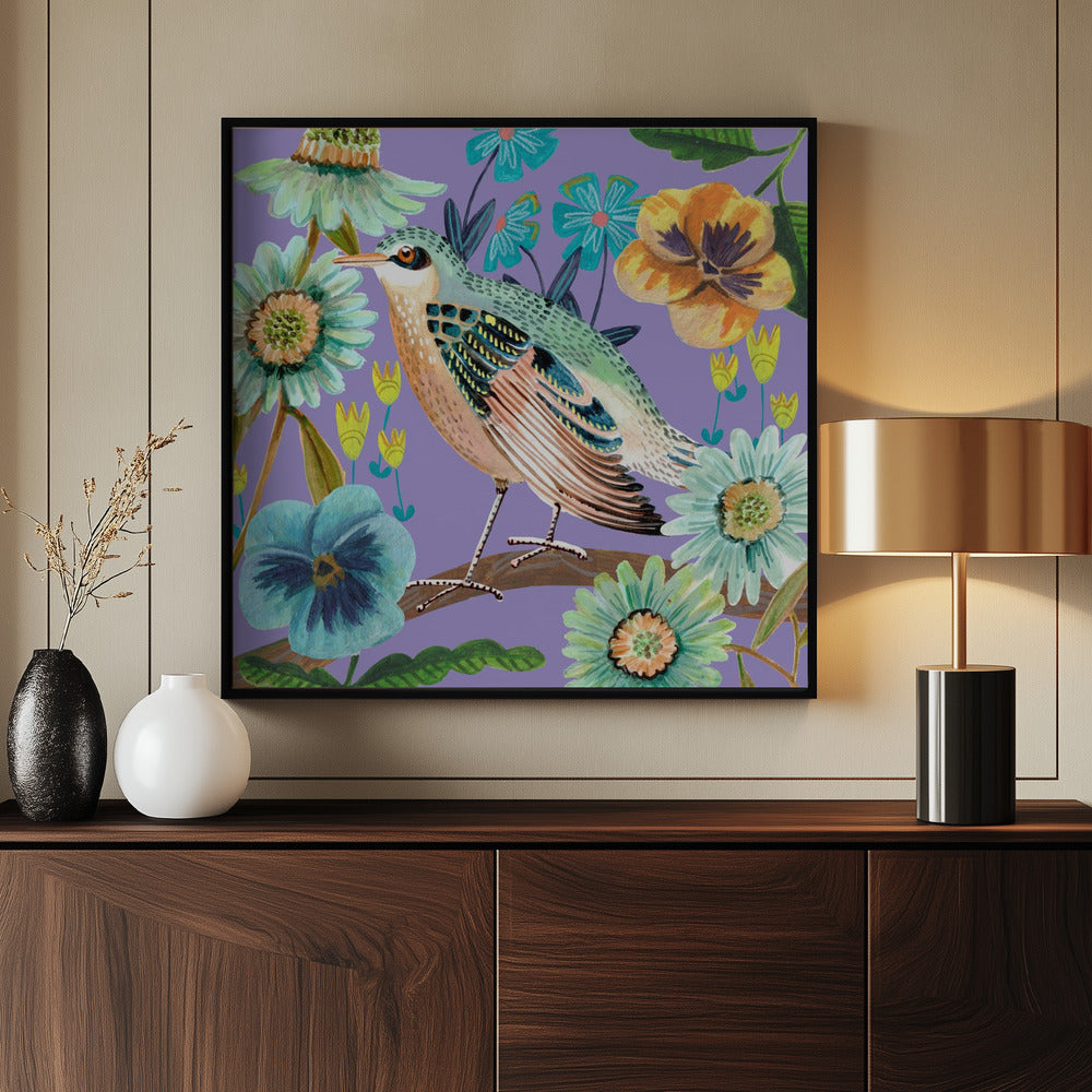 Bird and Flowers Poster