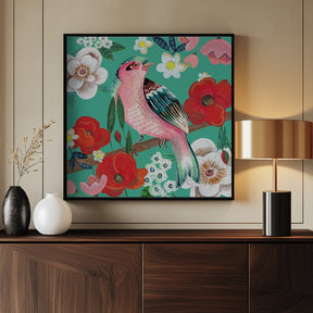 Bird and Flowers Poster