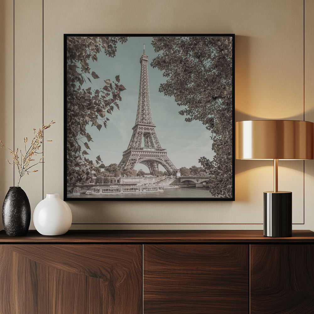 PARIS Eiffel Tower &amp; River Seine | urban vintage style Poster