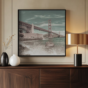 GOLDEN GATE BRIDGE Coastline Impression | urban vintage style Poster