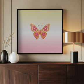 Colorful floral butterfly Poster