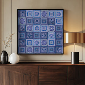 Granny squares blanket in blue Poster