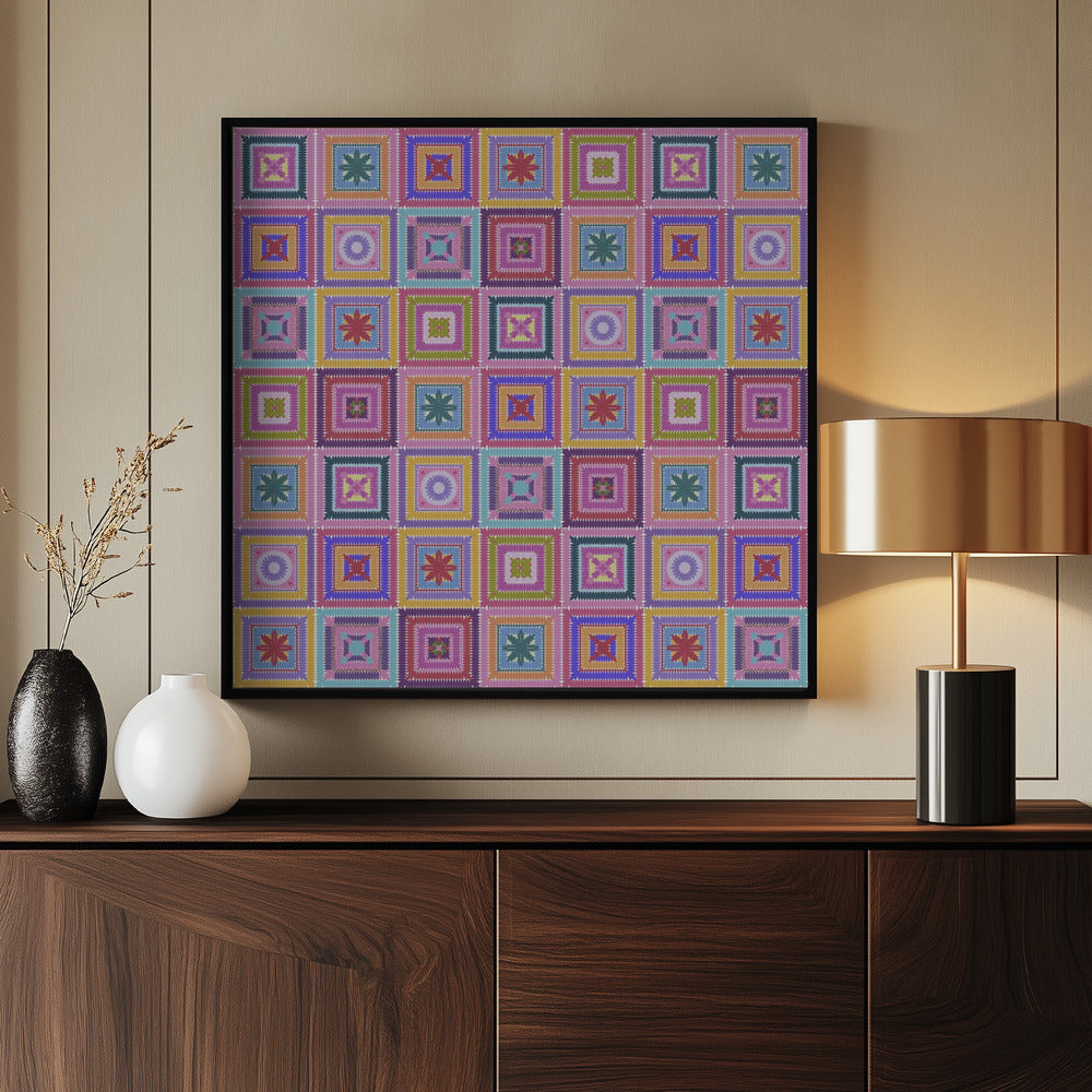 Colorful digital grandma squares I Poster