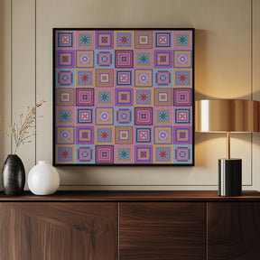 Colorful digital grandma squares I Poster