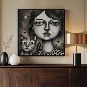 Girl and the Cat Poster