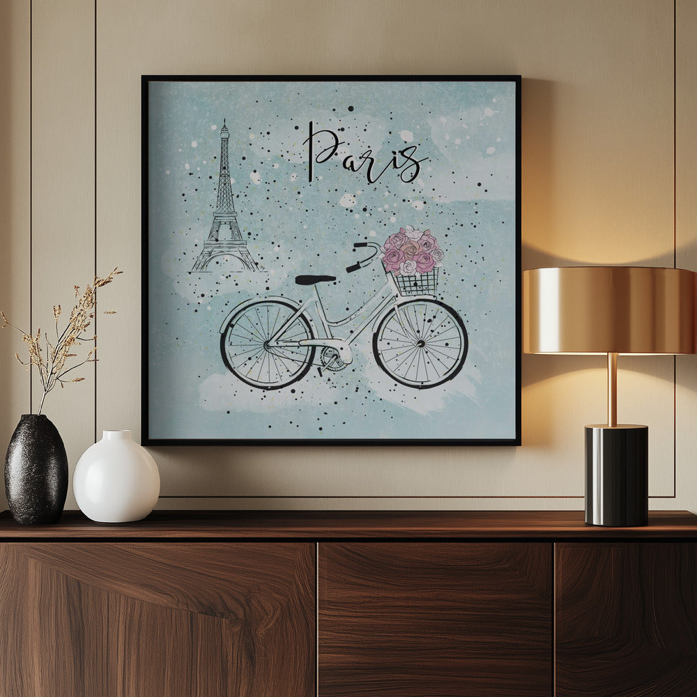 Blue Paris Bike Poster