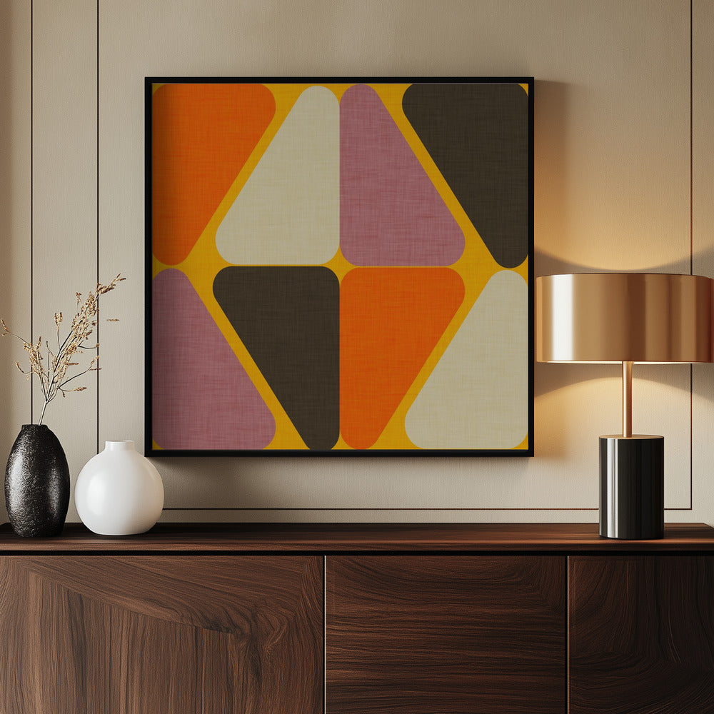 Retro Color Block Triangle Orange Poster