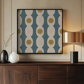 Retro Mod Geo Chain - Slate Blue - Mid Century Modern Poster