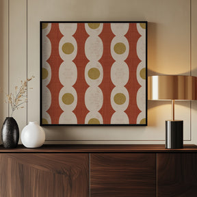 Retro Mod Geo Chain - Rust Red - Mid Century Modern Poster