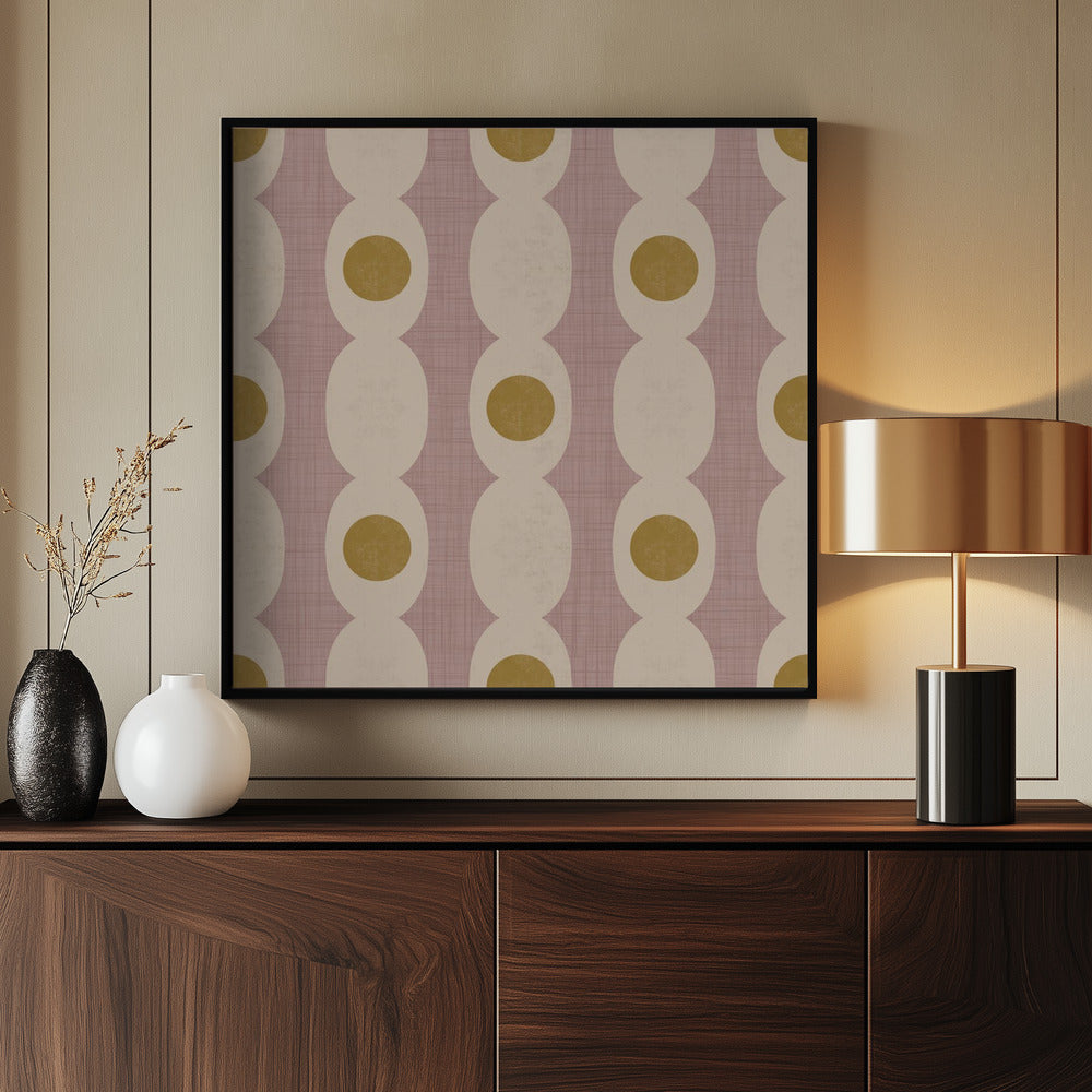 Retro Mod Geo Chain - Mauve - Mid Century Modern Poster