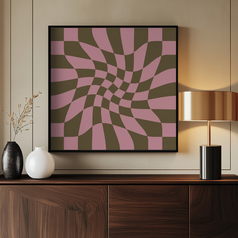 Twirly - Checkerboard - Pink and Brown Poster