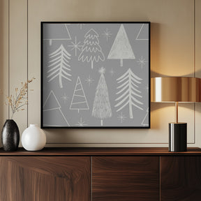 Christmas Tree Evergreen - Tree - Pine Tree Grey Poster