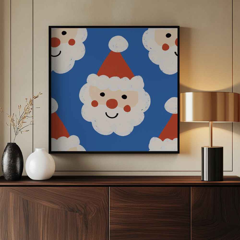 Santa Claus Retro Bold Blue Poster