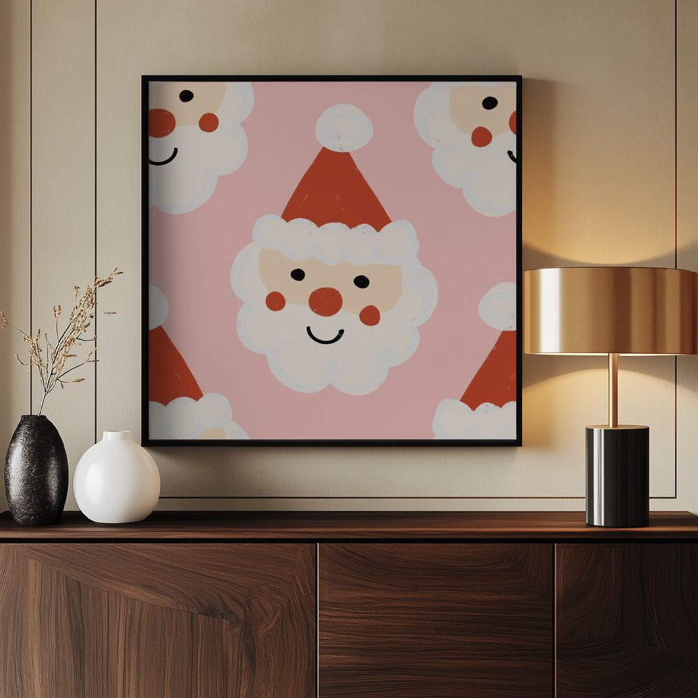 Santa Claus Retro Bold Pink Poster