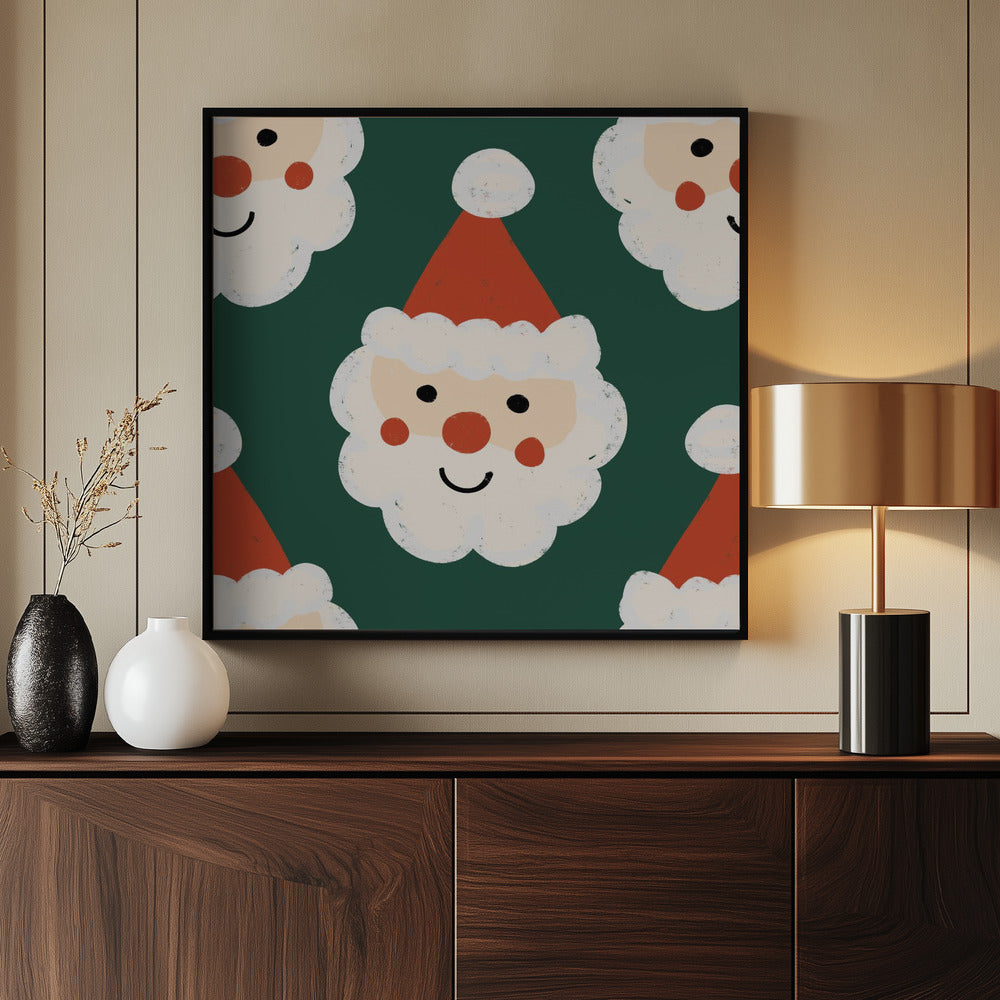 Santa Claus Retro Bold Green Poster