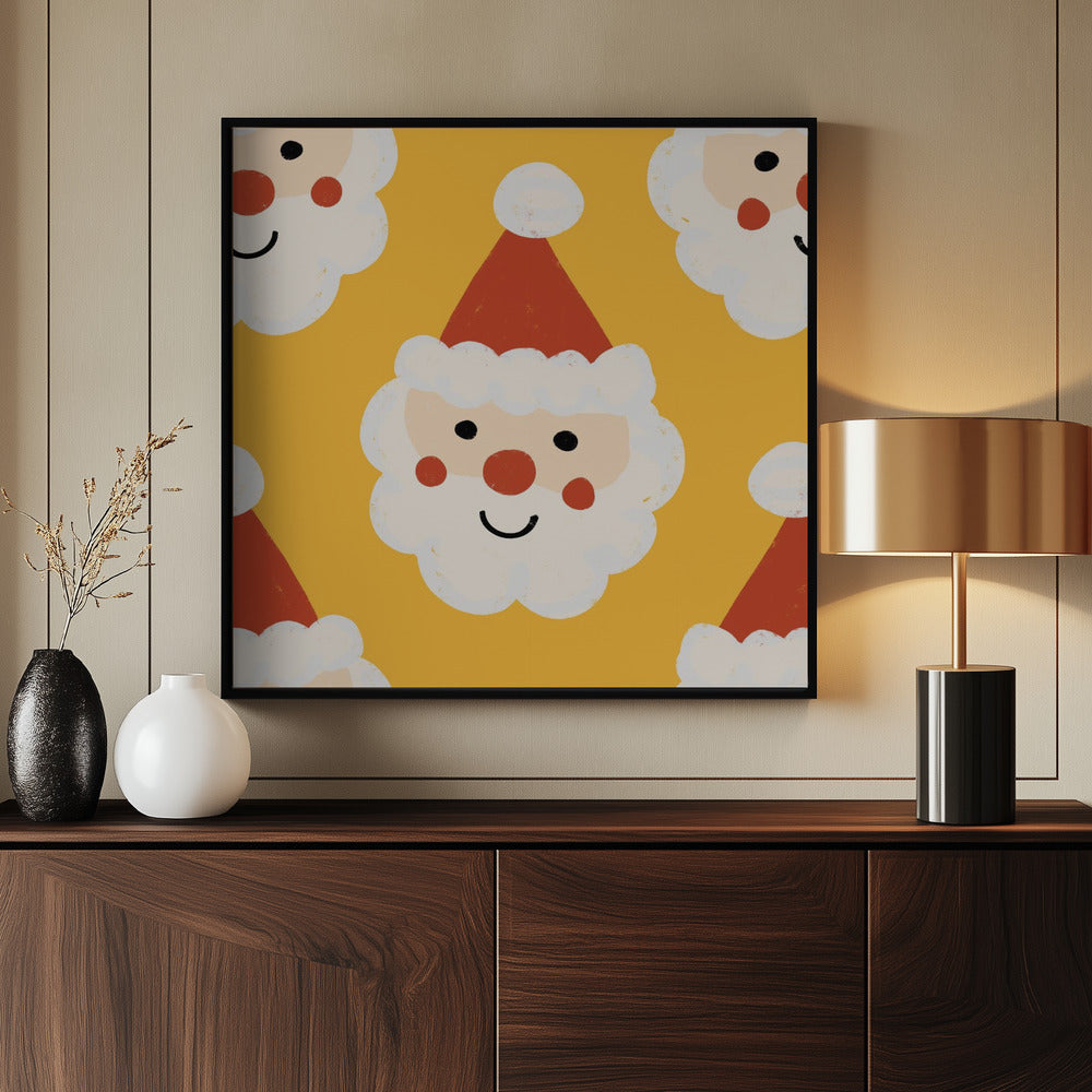 Santa Claus Retro Bold Yellow Poster