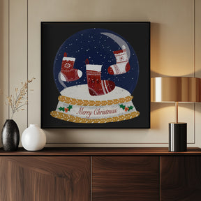 Christmas Stocking Snow Globe - Merry Christmas Poster