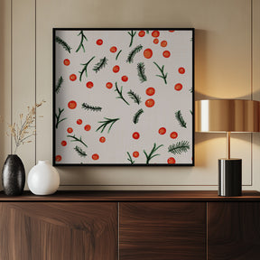 Holiday Branches &amp; Berries Beige Poster