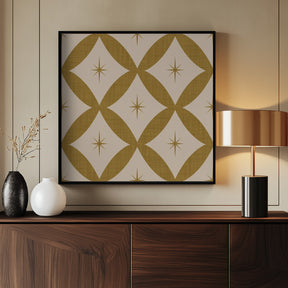 Atomic Star   Mid Century Starburst Mustard Brown Poster