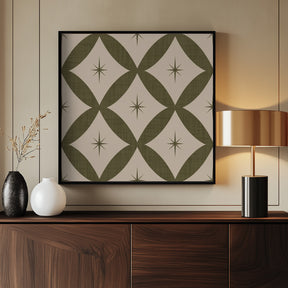 Atomic Star   Mid Century Starburst Olive Poster