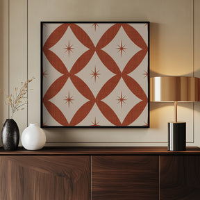 Atomic Star   Mid Century Starburst Rust Red Poster