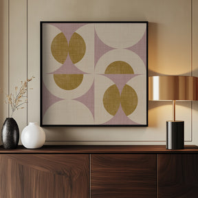 Retro Vintage Circle Fusion - Mid Century Orbs Mauve - 50s Geometric Poster