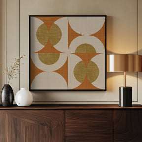 Retro Vintage Circle Fusion - Mid Century Orbs Ocher - 50s Geometric Poster