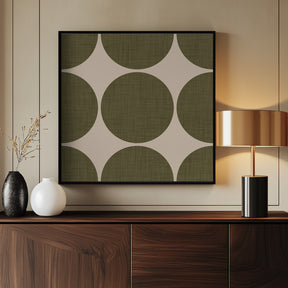 Modern Olive Retro Spheres-Mid Century Modern Poster