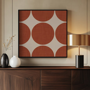 Modern Rust Red Retro Spheres-Mid Century Modern Poster