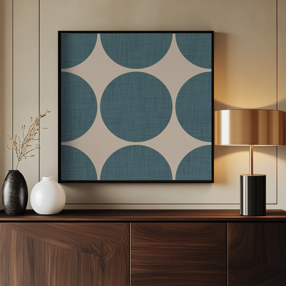 Modern Slate Teal Retro Spheres-Mid Century Modern Poster