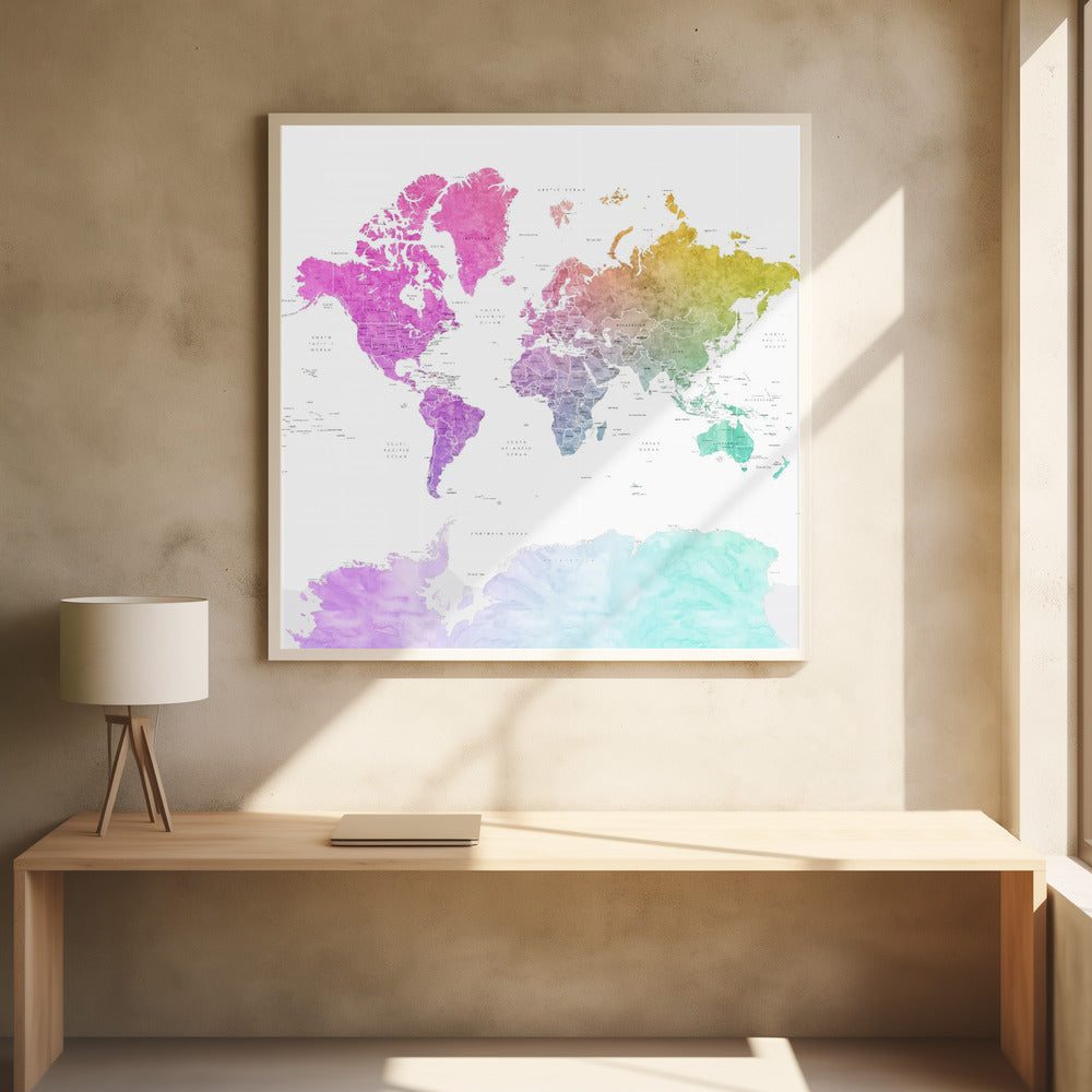 Leo world map with countries Poster