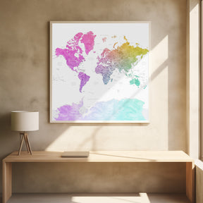 Leo world map with countries Poster