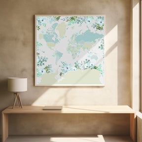 Marie world map with greenery Poster