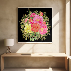 Colorful Nanette bouquet in black Poster