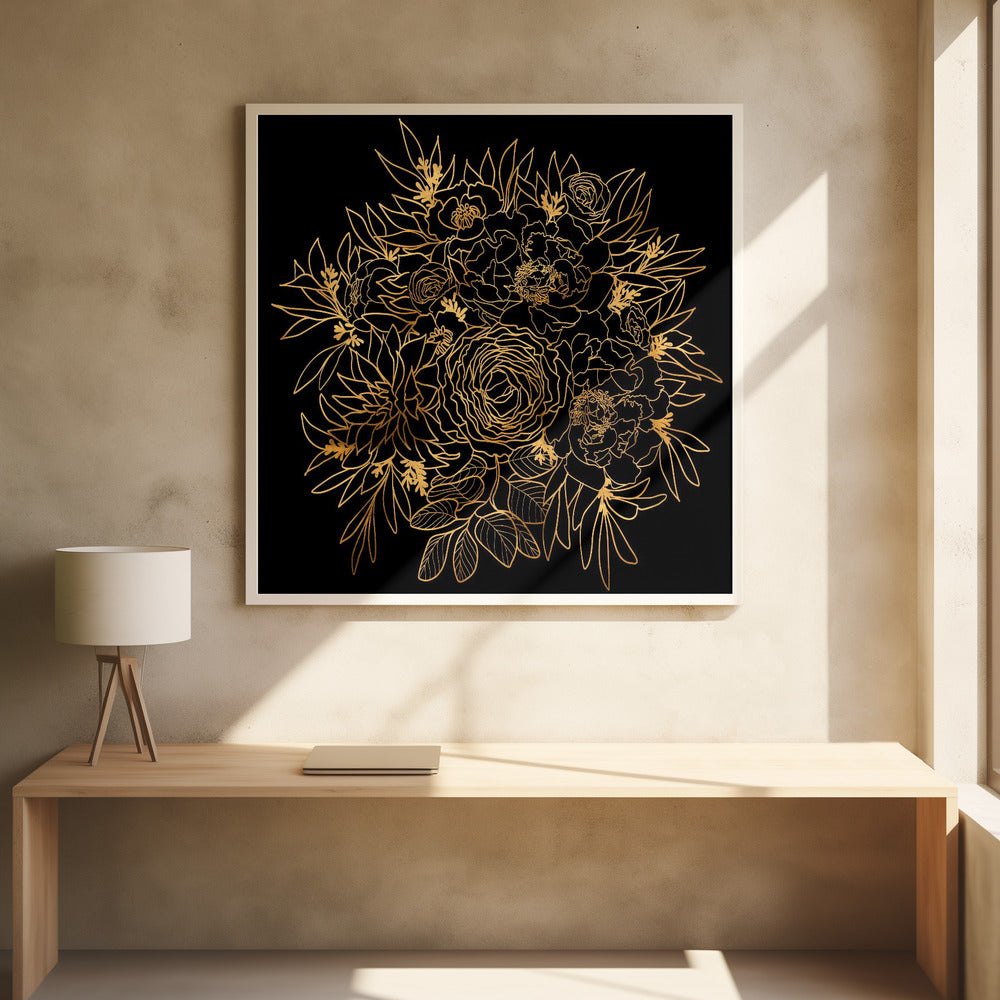 Nanette bouquet in gold and black Poster