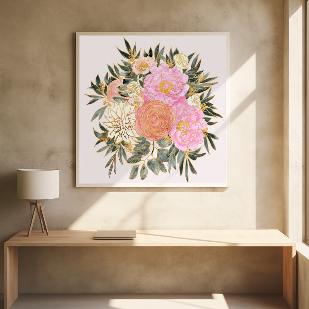 Nanette floral bouquet in pastels Poster