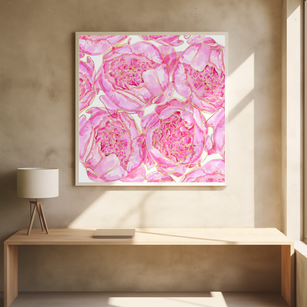 Sally's peonies pattern Poster