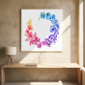 Ombre watercolor wreath Poster